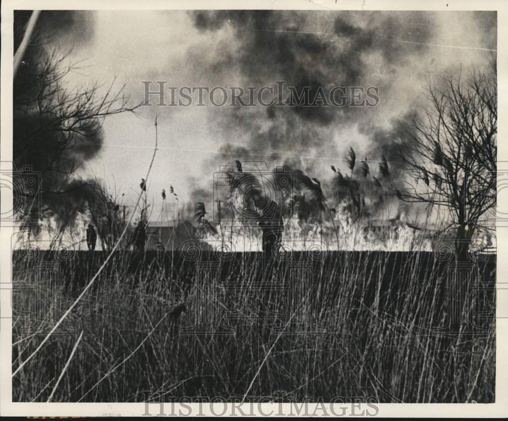 1978 Press Photo Firefighters at Gateway National Recreation Area brush fire - Historic Images