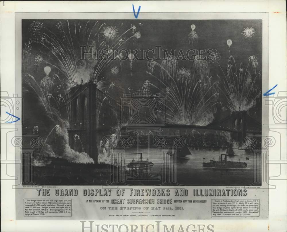 1981 Press Photo Artwork for Brooklyn Bridge Opening Fireworks Display - Historic Images