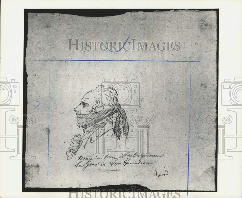 1989 Press Photo Sketch of Robespierre by Jacques-Louis David - Historic Images