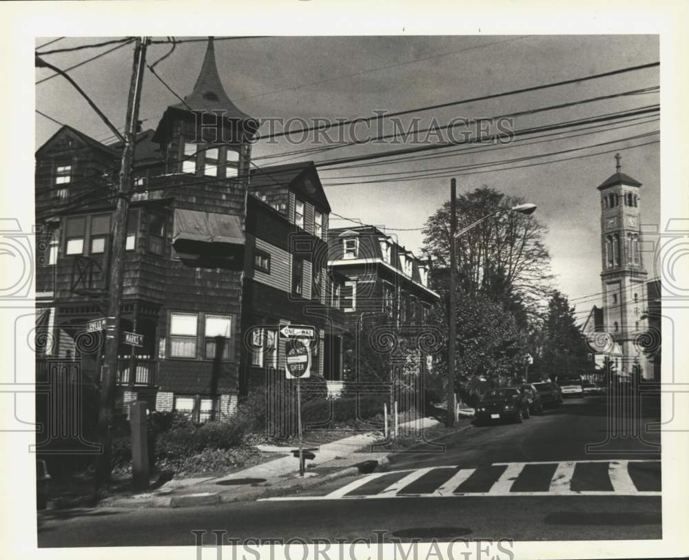 1990 Press Photo St. Peter&#39;s R.C. Church, Westervelt Avenue, New Brighton - Historic Images