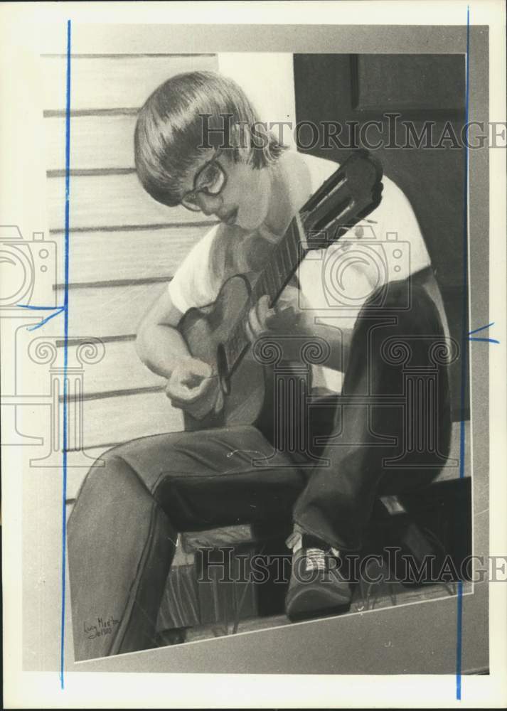 1980 Press Photo "Guitar" artwork by artist Lucy Morton at Newhouse Gallery - Historic Images