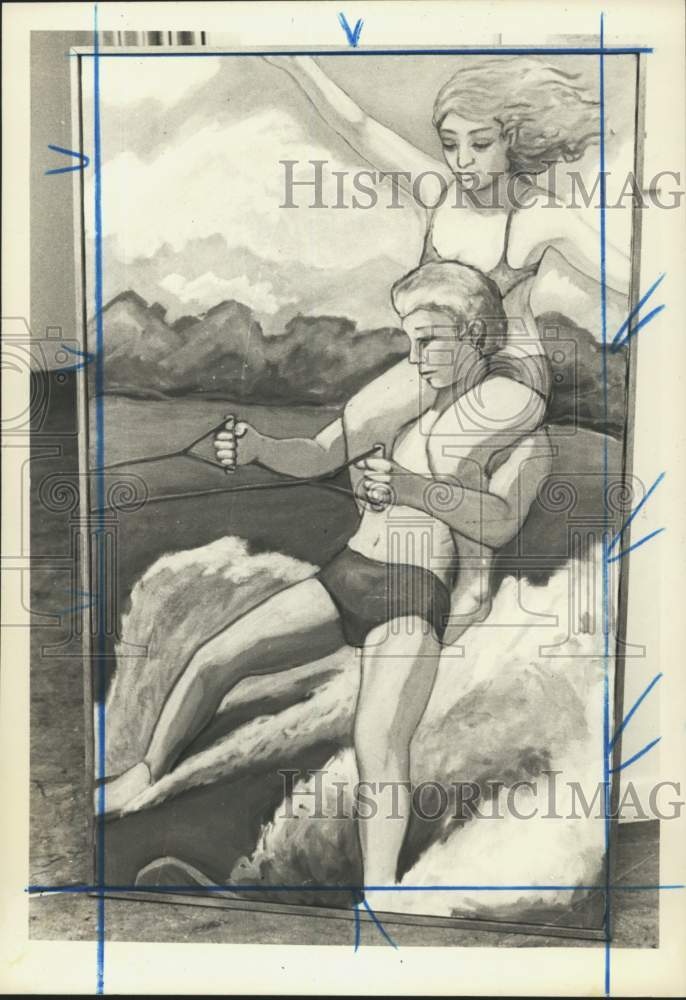 1980 Press Photo &quot;Waterskiing&quot; by artist Frances Lyshak at Newhouse Gallery - Historic Images