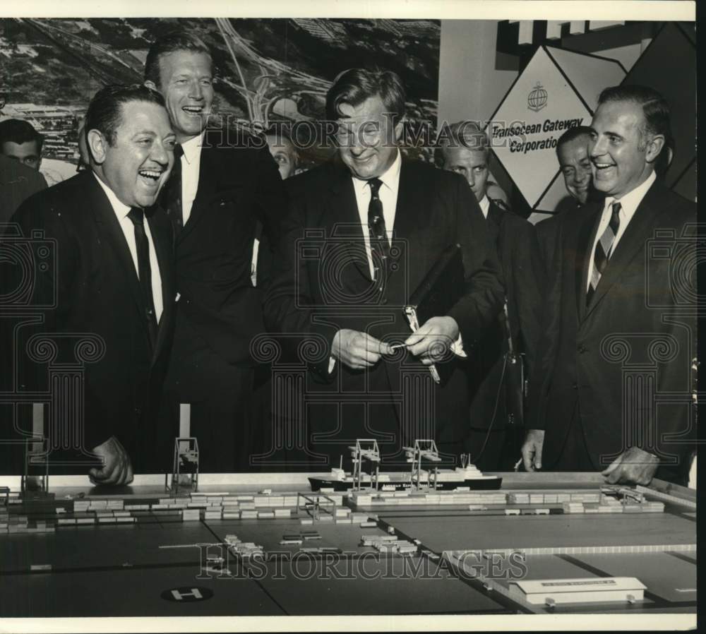 Officials & model of Howland Hook containership terminal - Historic Images