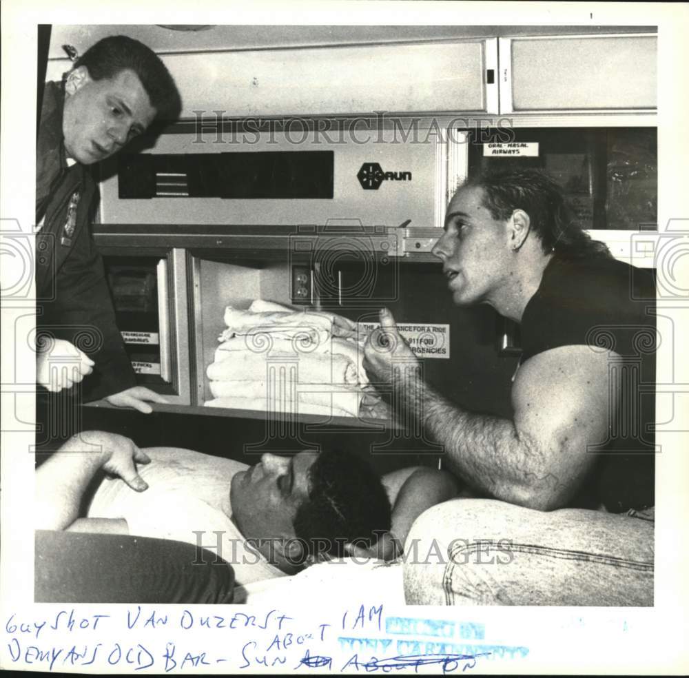 1991 Press Photo Shooting victim John Campatella & others, Stapleton - Historic Images