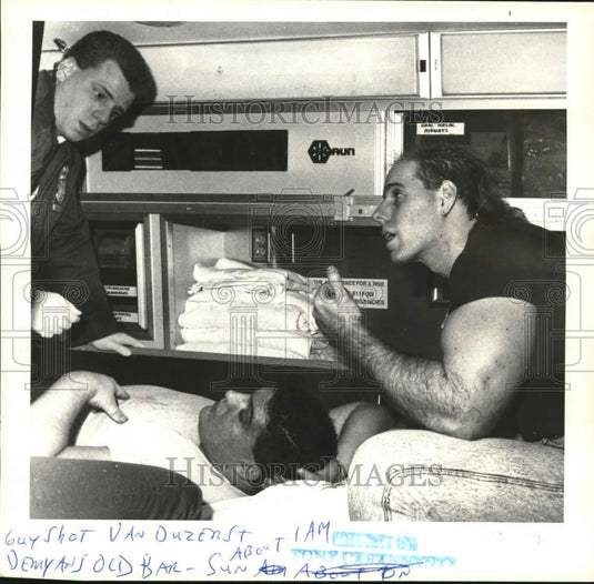 1991 Press Photo Shooting victim John Campatella & others, Stapleton - Historic Images