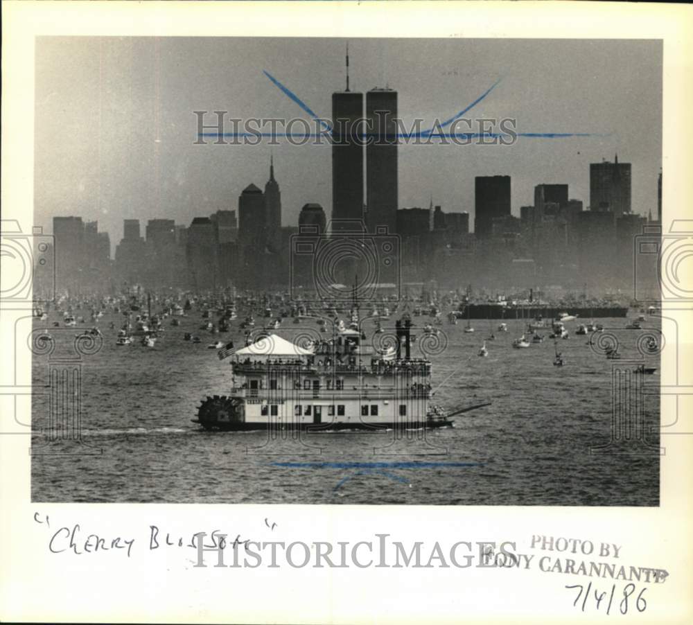 1986 Press Photo Cherry Blossom Boat at Operation Sail, New York Harbor - Historic Images