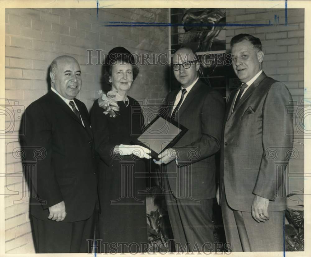1963 Mrs. Alfred T. Pouch awarded B'nai B'rith plaque, Staten Island-Historic Images