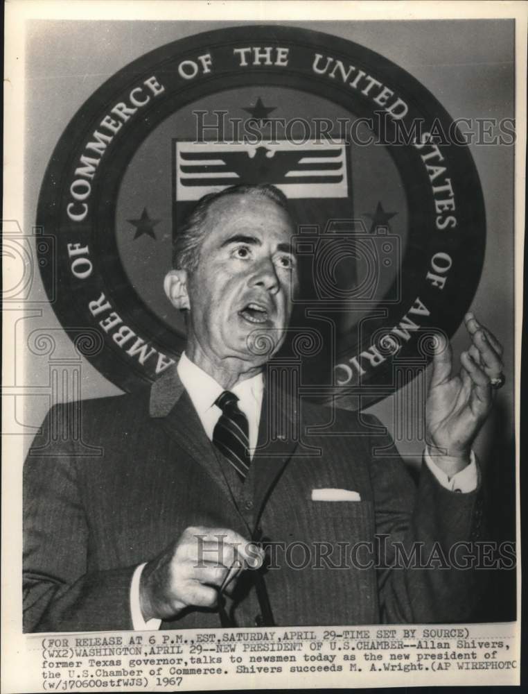 1967 Allan Shivers, U.S. Chamber of Commerce President, Washington-Historic Images