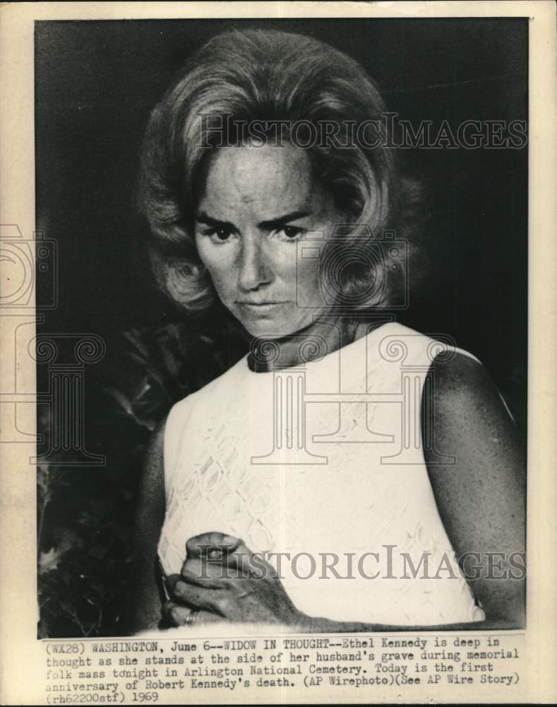 1969 Ethel Kennedy, Widow of Senator Robert F. Kennedy, at Memorial-Historic Images