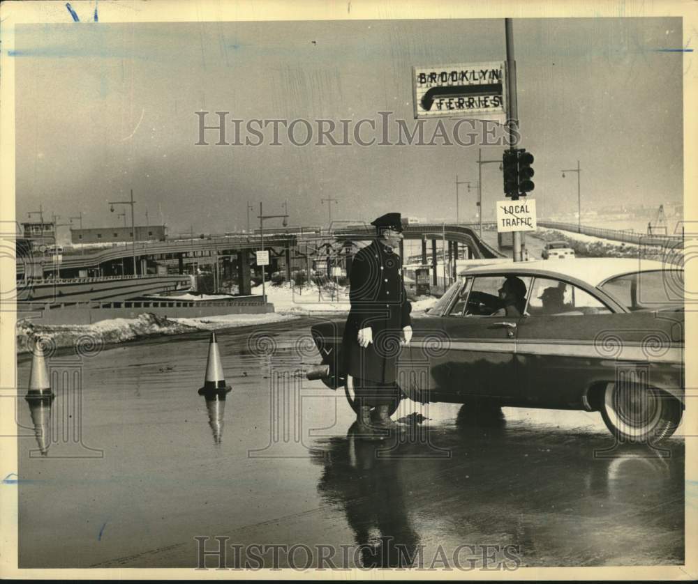 1961 Police enforcing traffic ban at St. George Ferry Terminal-Historic Images