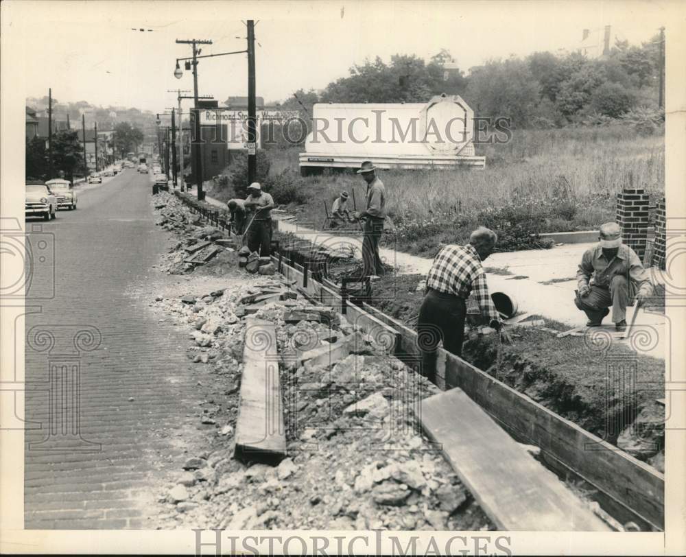 1953 Workers Install Curbing on Victory Boulevard-Historic Images