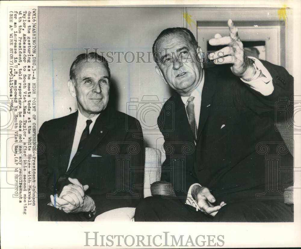 1964 President Johnson &amp; South Vietnam Ambassador Maxwell Taylor-Historic Images