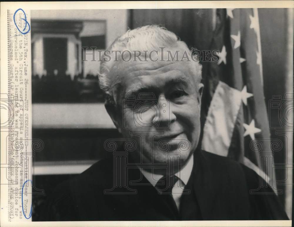 1968 Justice Homer Thornberry Named as U.S. Supreme Court Prospect-Historic Images