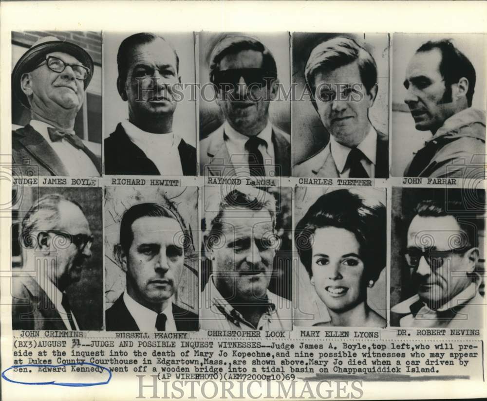 1969 Principals in Inquest into Mary Jo Kopechne's Death-Historic Images