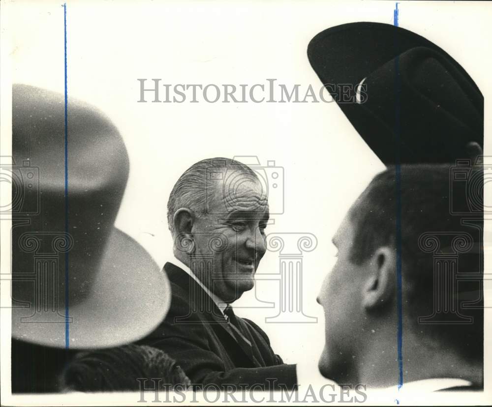 1966 President Lyndon Baines Johnson Smiles at Crowd-Historic Images