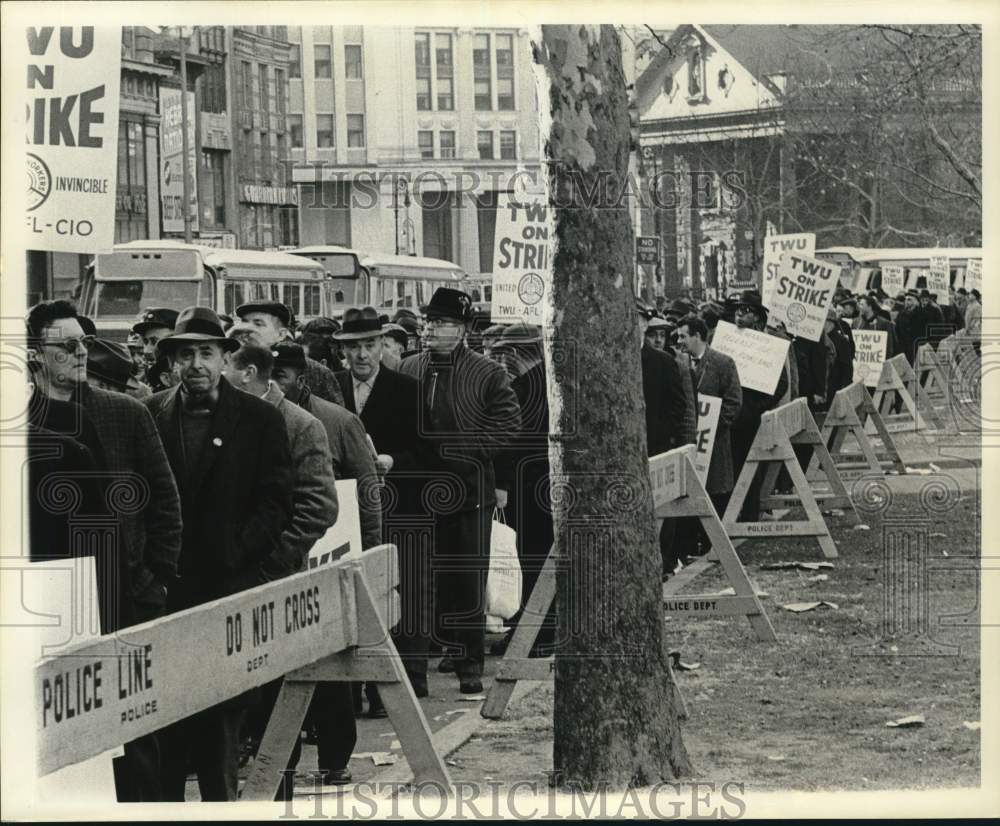 1966 Transport Workers Union on Strike March with Posters-Historic Images