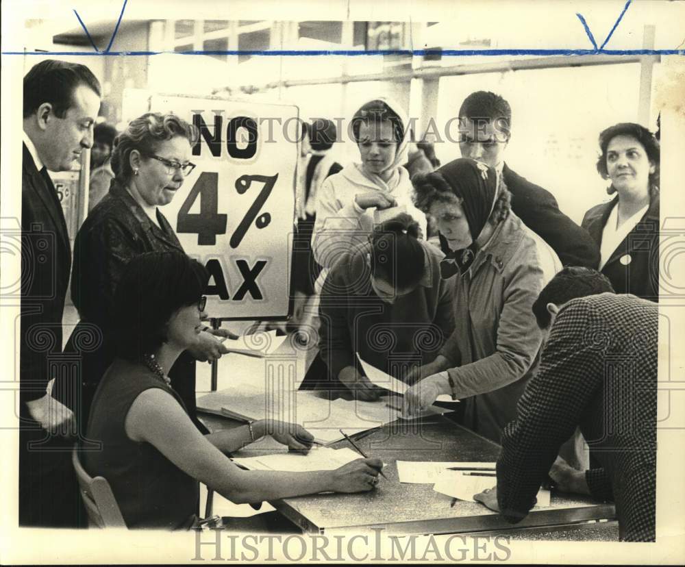 1963 Tax protesters signing petitions in Mariners Harbor-Historic Images