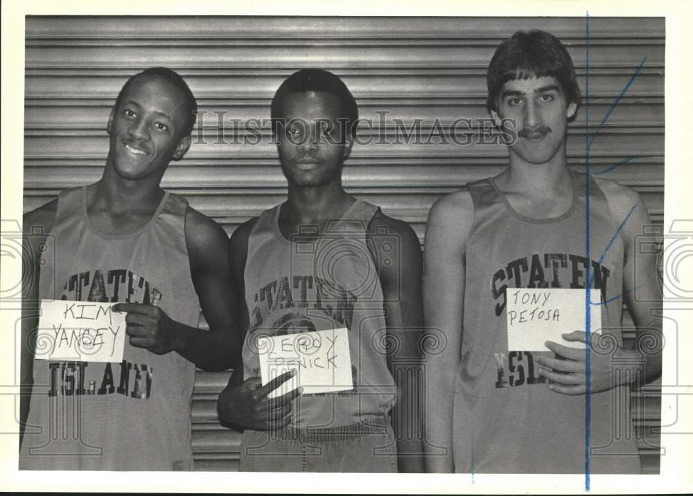 Press Photo College of Staten Island Basketball K. Yancey, L. Penick, T. Petosa- Historic Images