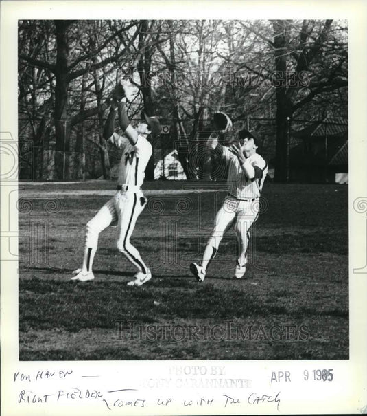 1985 Press Photo Wagner Baseball Right Fielder Von Hanen & teammate - sia27413- Historic Images