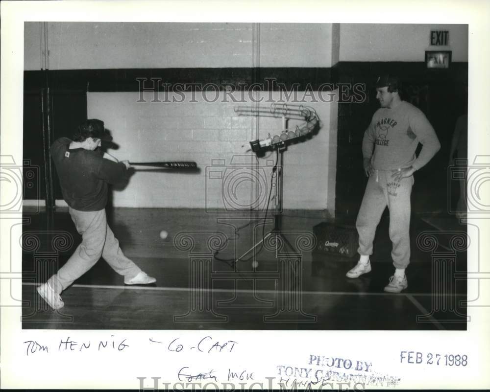 1988 Press Photo Wagner Baseball Co-Captain Tom Henning & Manager Hanke- Historic Images