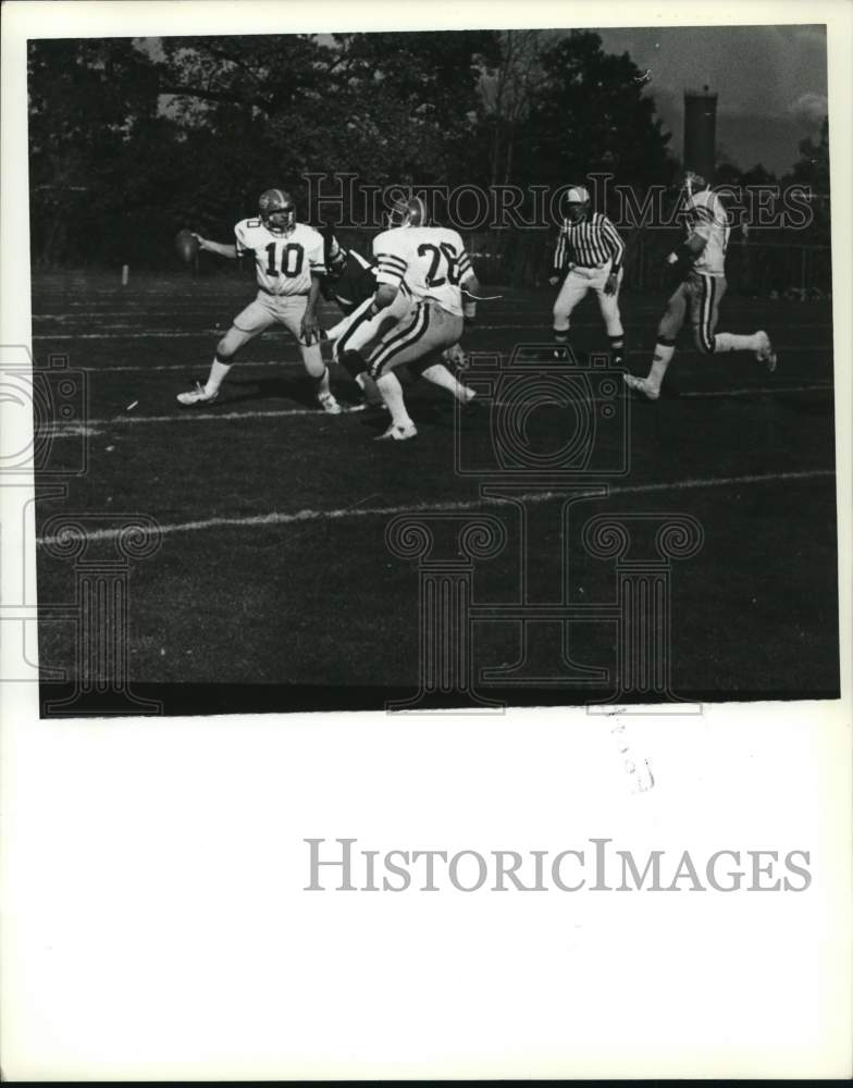 Press Photo Wagner College Football Players About to Sack Tech's Quarterback - Historic Images