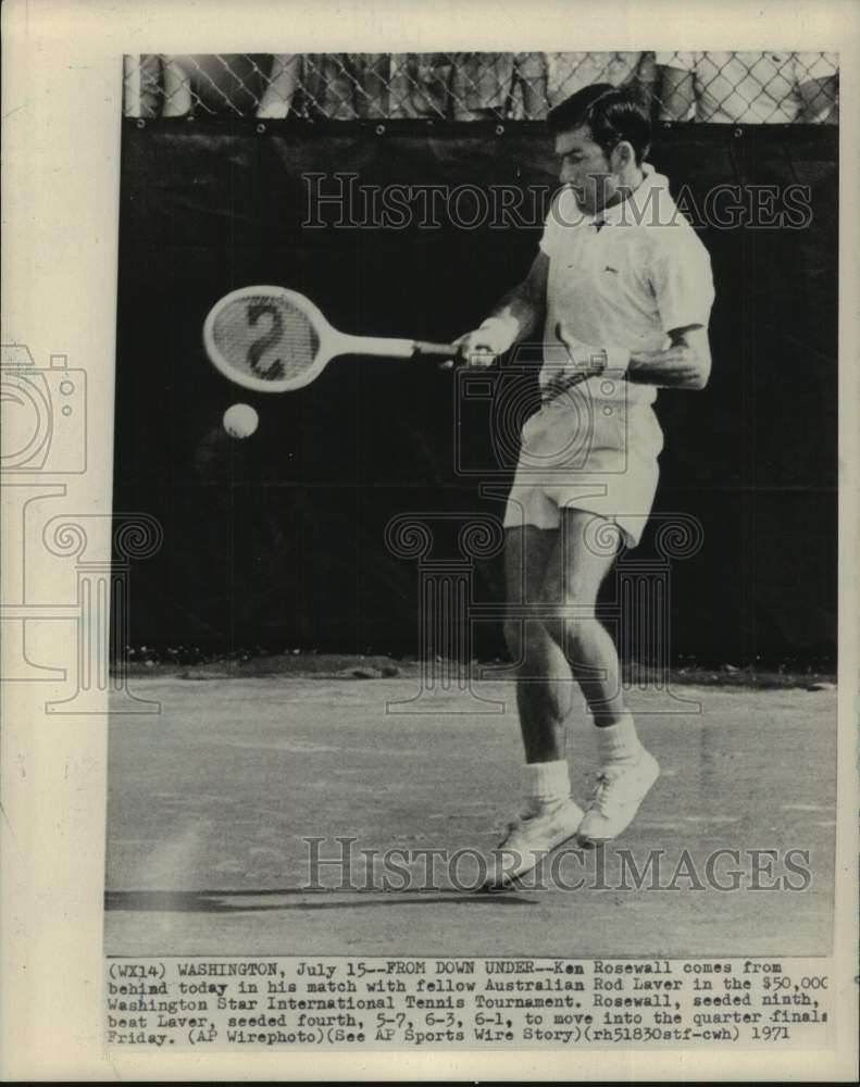 1971 Press Photo Tennis pro Ken Rosewall plays the Washington Star International- Historic Images