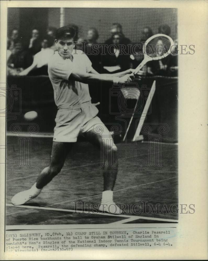 1967 Press Photo Tennis player Charlie Pasarell plays the National Indoors- Historic Images