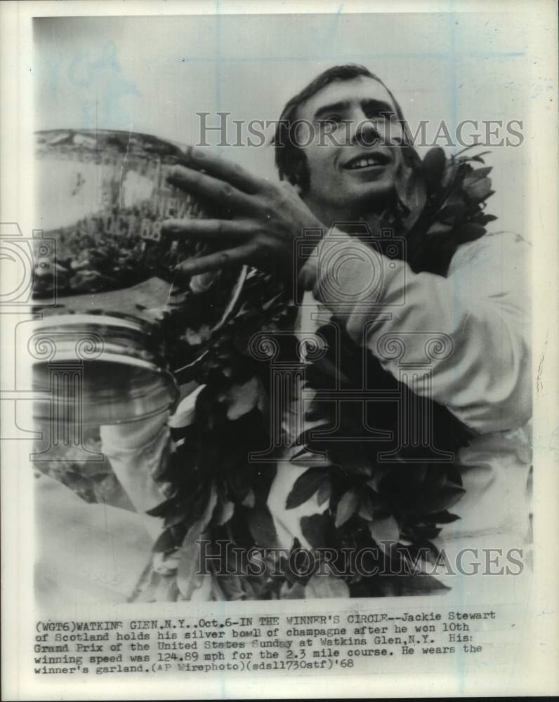 1968 Press Photo United States Grand Prix race winner Jackie Stewart of Scotland- Historic Images
