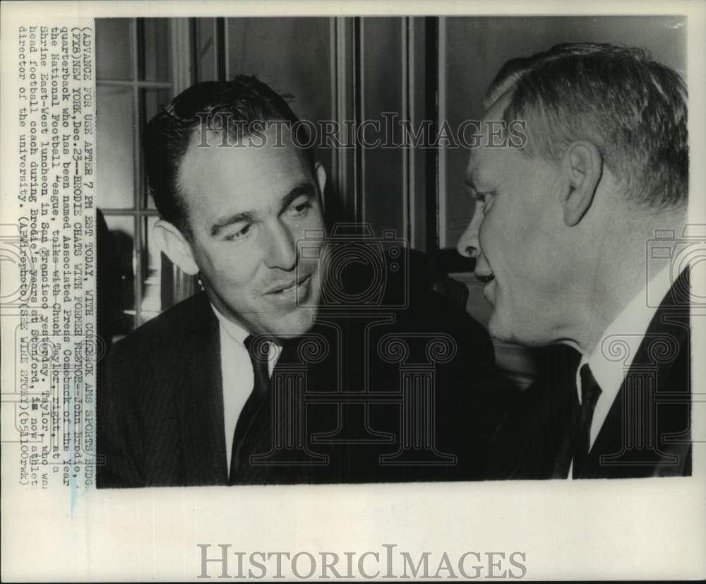 Press Photo Football player John Brodie with former Stanford coach Chuch Taylor- Historic Images