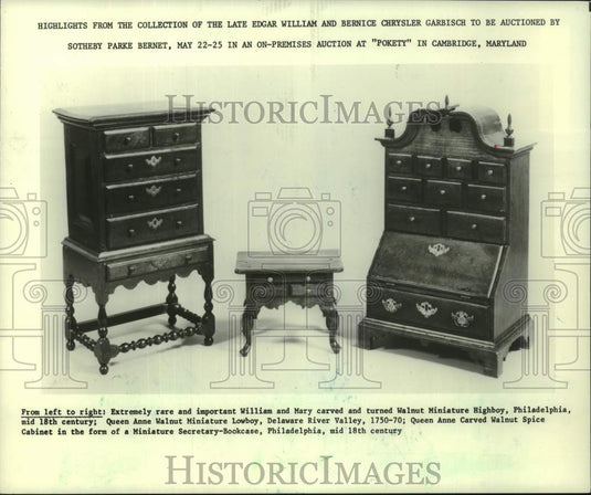 1980 Press Photo Antique Miniature Furniture to be Auctioned by Sotheby's - Historic Images