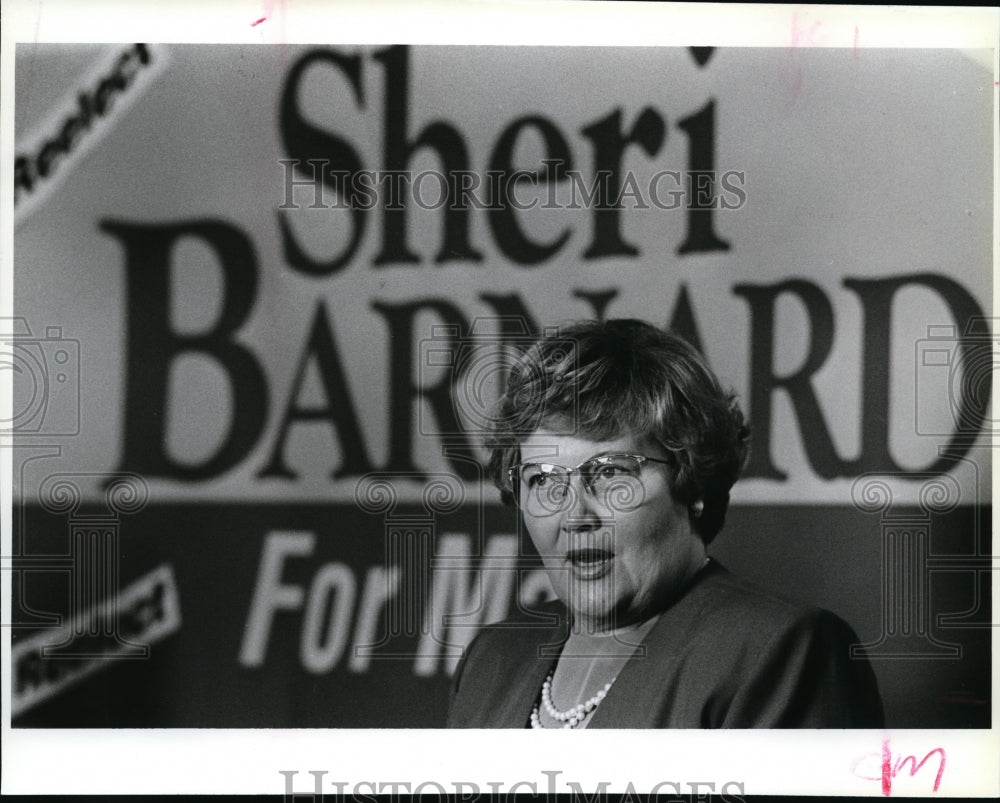 1993 Press Photo Sheri Bernard speaks Tuesday at the Ridpath - Historic Images