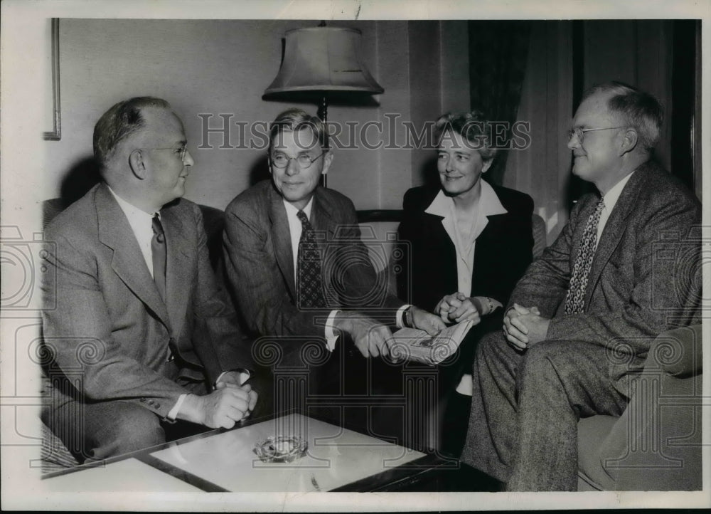 Harvard president Dr. James Conant visits with Harvard club members-Historic Images