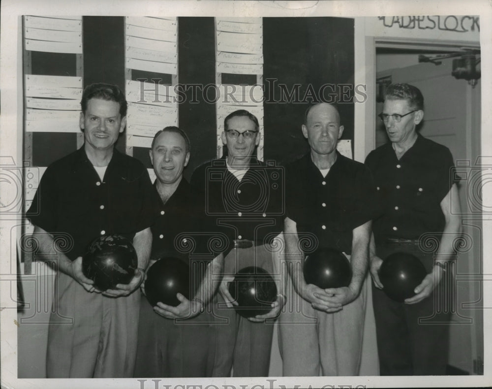 1956 Press Photo Bowling Group Clyde Saltz and Company - spa34226 - Historic Images