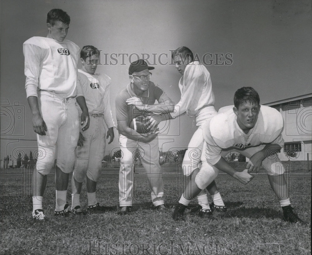 1963 Press Photo Gonzaga Prep Football Coach and Players - spa35499 - Historic Images