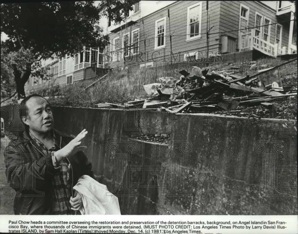 1981 Press Photo Paul Chow heads committee for restoration on Angel Island-Historic Images