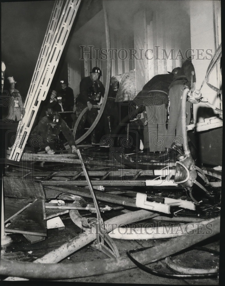 1966 Firemen battle Fire at Sand Bros. Shoe Store Spokane, WA