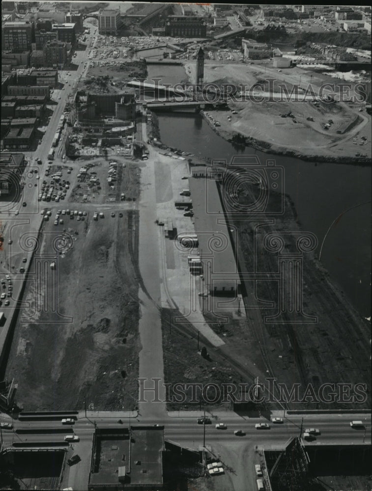 1973 Press Photo Aerial View of Expo '74 site, Spokane, Washington - spa57600 - Historic Images