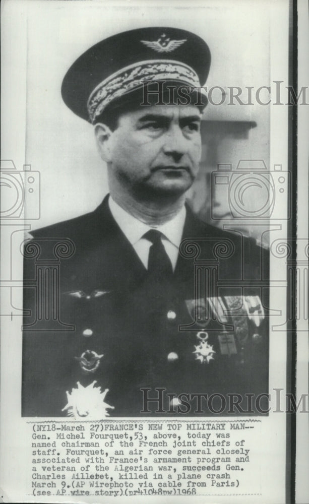 1968 Press Photo Gen. Michael Fourquet, French Joint Chiefs of Staff head - Historic Images