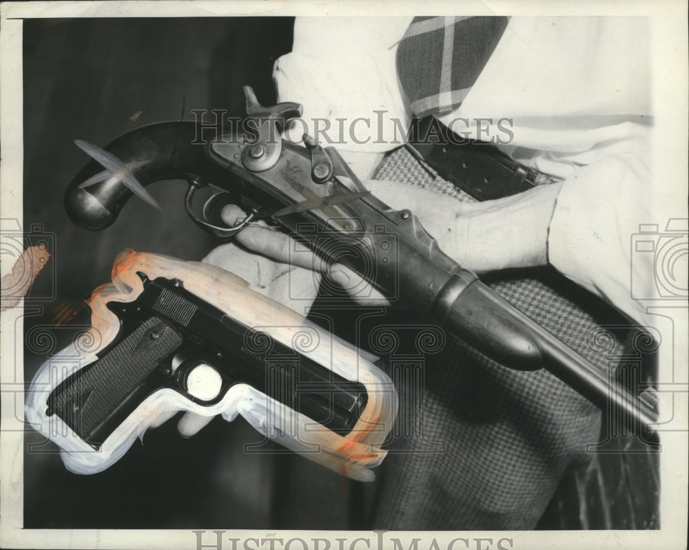 1966 Press Photo Firearms-Old pistol and handgun - spa59632 - Historic Images