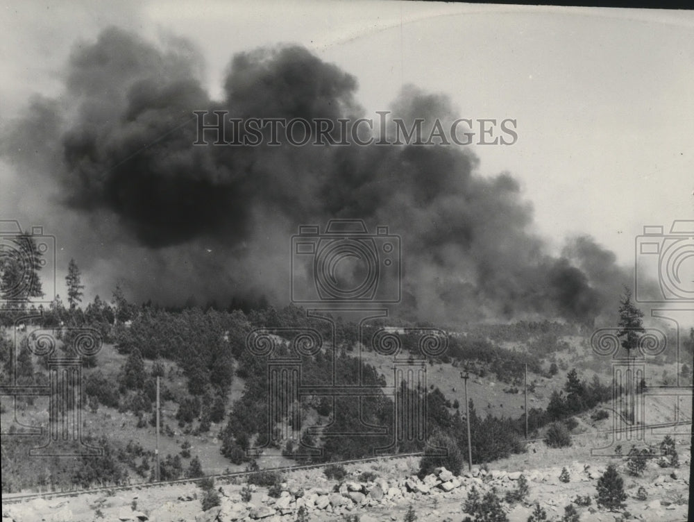 1935 Press Photo Forest Fire eats it's way along a ridge - spa59771-Historic Images