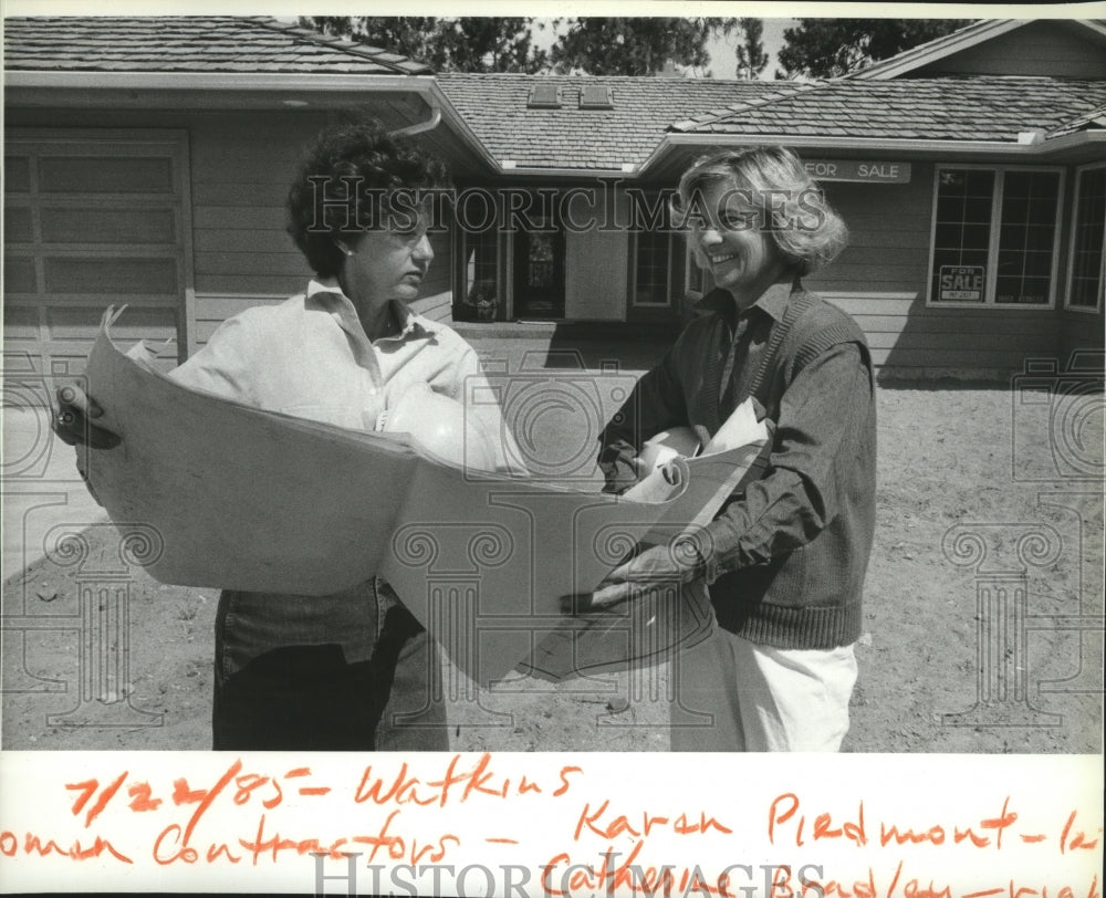 1985 Press Photo Home contractors Karen Piedmont and Catherine Bradley - Historic Images