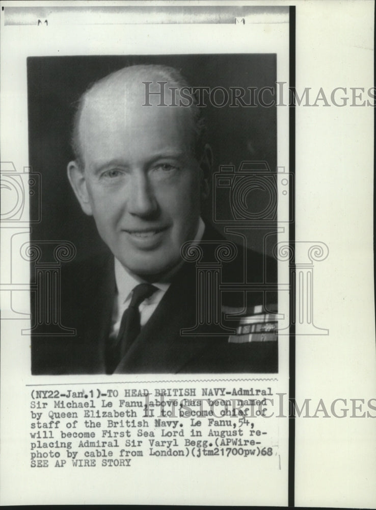 1968 Press Photo Admiral Sir Michael le Fanu, First Sea Lord of British Navy - Historic Images