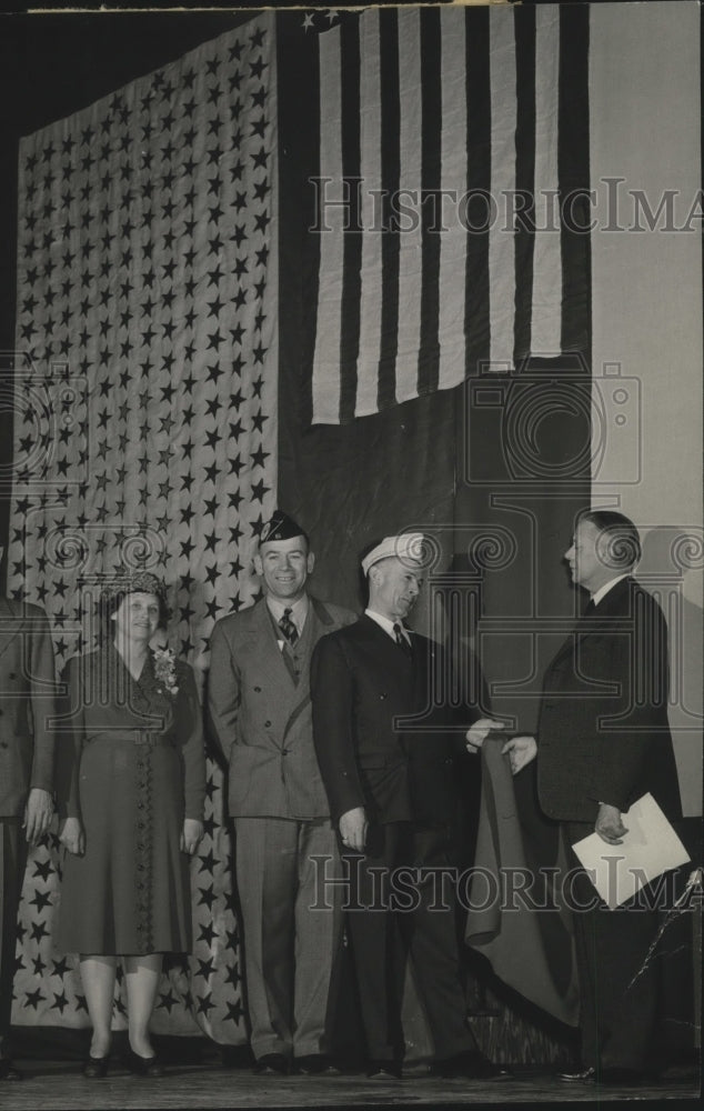 Press Photo University of Idaho President Harrison C. Dale &amp; State Legion Flag - Historic Images