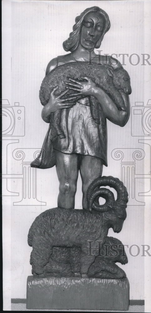Press Photo Wood carving of The Good Shepherd by Alexander Zeller - spa61569 - Historic Images