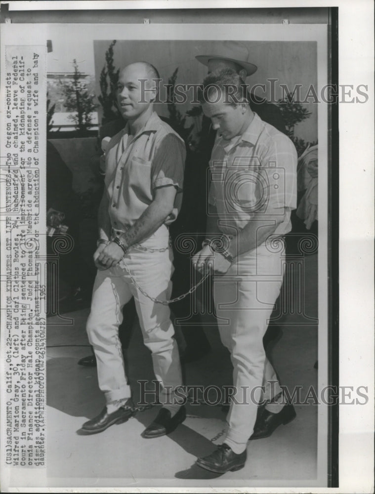 1965 Press Photo Murder-Kidnappers, Marion Gray, Carl Cletus get life sentence - Historic Images