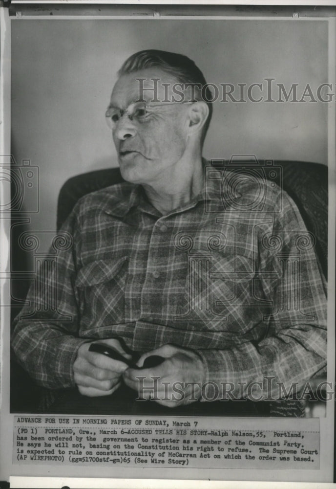 1965 Press Photo Ralph Nelson refused to list as members of Communists Party - Historic Images