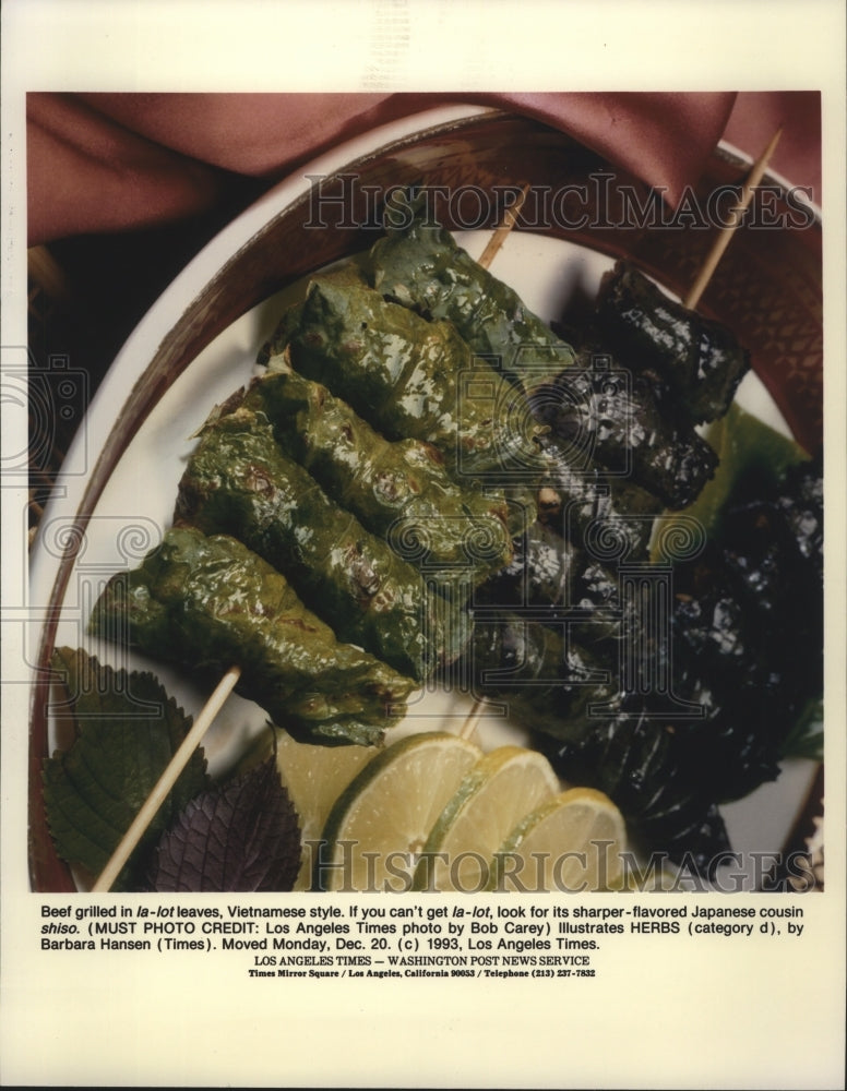 1993 Press Photo FoodsBeef grilled, Vietnamese style spa62722