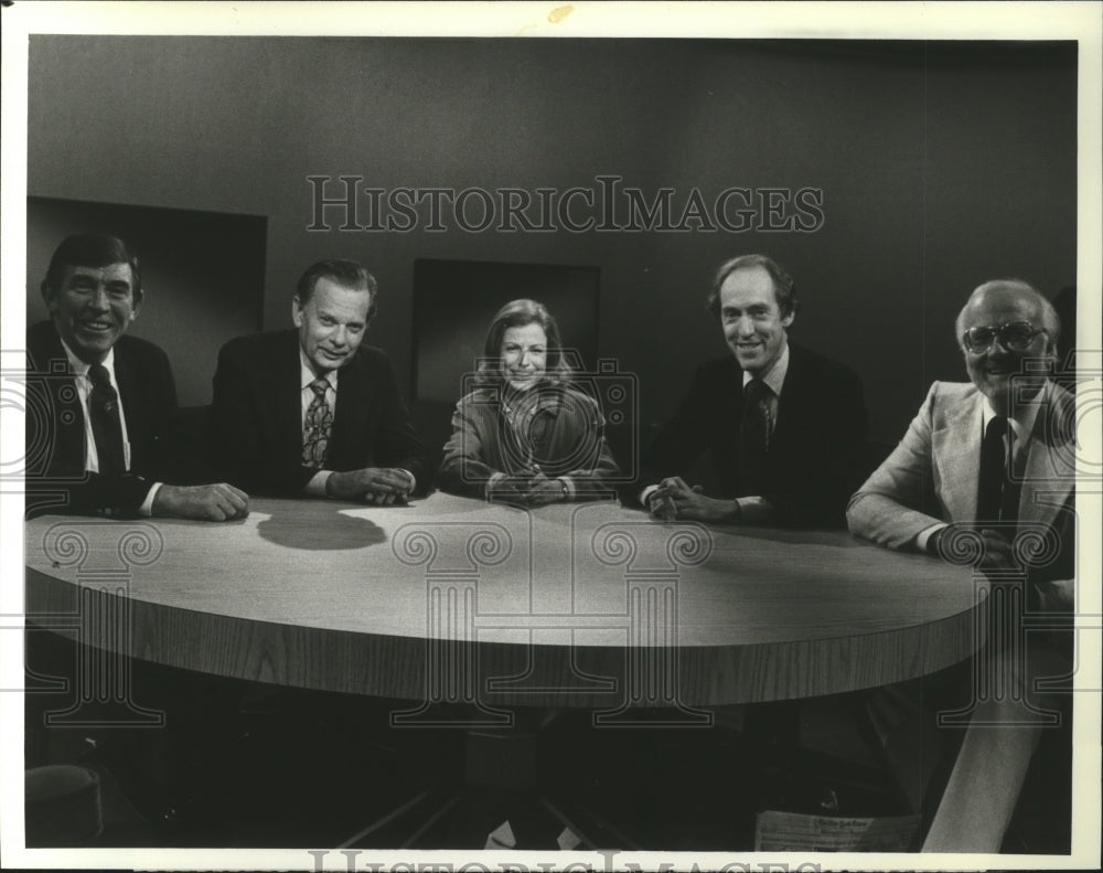 1980 Press Photo NBC Magazine with David BrinkleyBetsy Aaron, Gary Ut