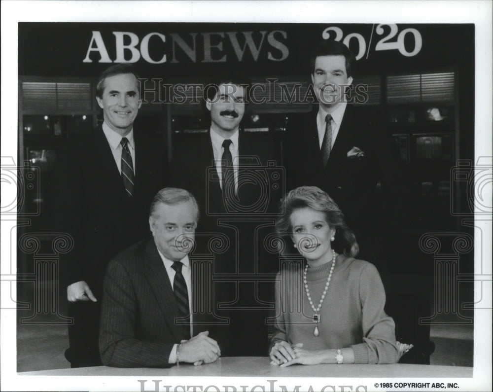 1986 Press Photo ABC News 20/20 hosts-Tom Jarriel, Hugh Downs and John Stossel - Historic Images