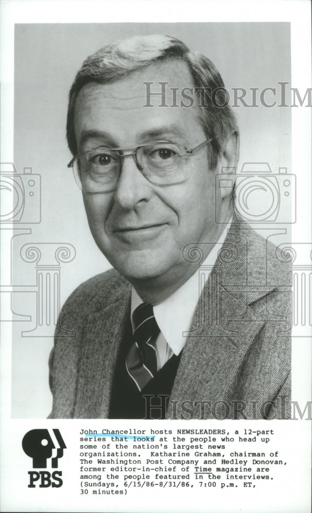 1986 Press Photo John Chancellor hosts 12-part series Newsleaders - spa70125 - Historic Images